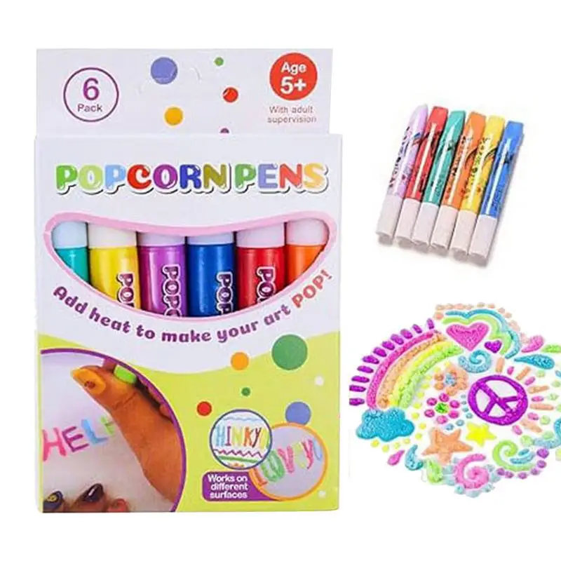 

6pcs Magic Pens for Kids Water Painting Pen Colorful Mark Pen For Cards Kids Bubble Pen Diy Handmade Cotton Pen Education Toys