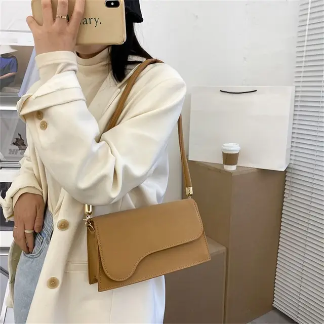 Women's Fashion Handbags Designer Retro Solid Color PU Leather Shoulder Underarm Bag Casual Women Luxury Brand Crossbody Bags 3