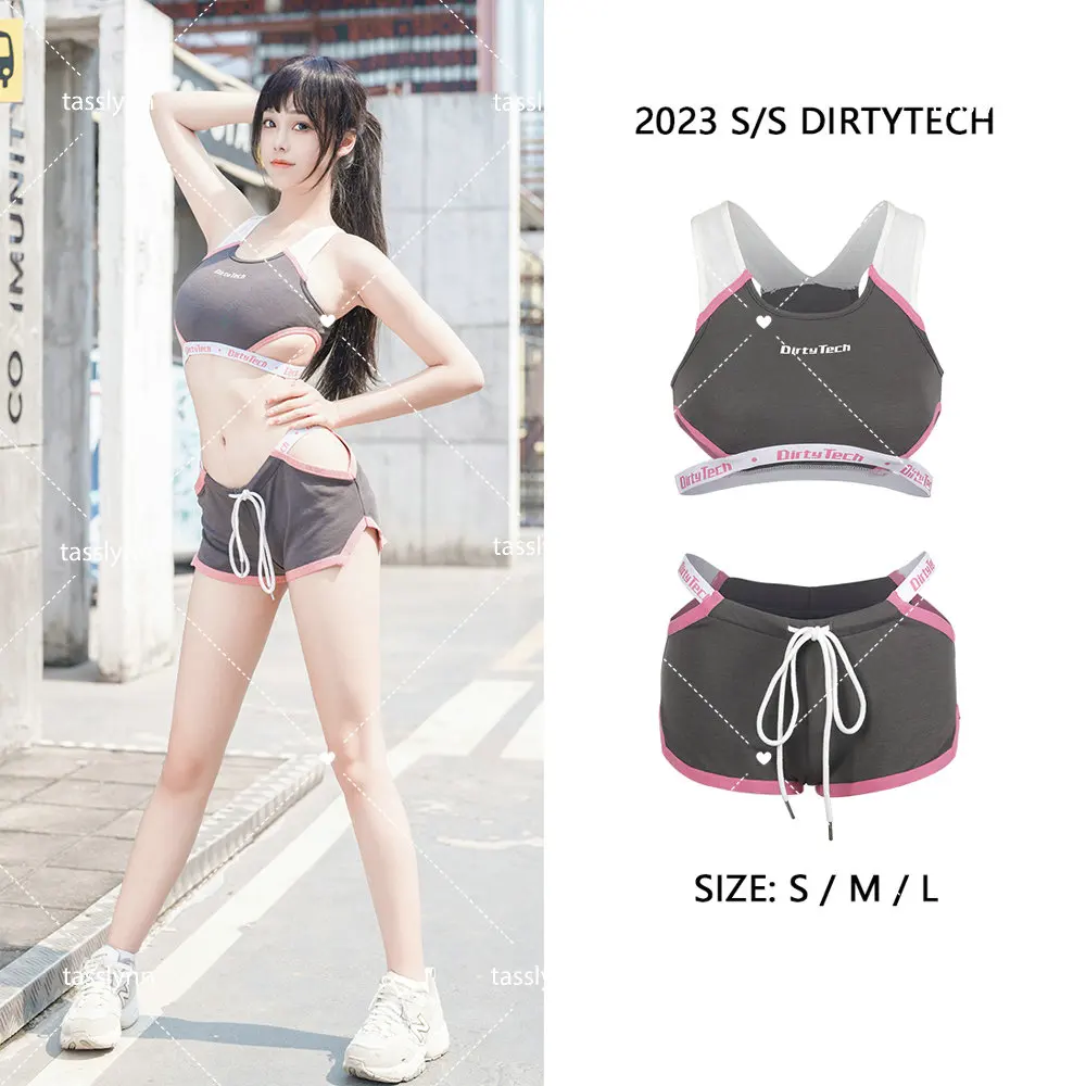 

Dirty Tech Japanese Anime RACE QUEEN Cosplay Costume Women Summer Swimsuit Sport Ultra Short Sports Boxing Running Tank Top