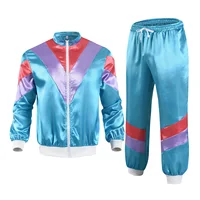 Ensemble de sport en satin avec fermeture éclair pour femme, survêtement de fête des années 80, veste à col montant, pantalon de survêtement avec wstring de proximité, nuit de documents Y2K, style hip hop 4