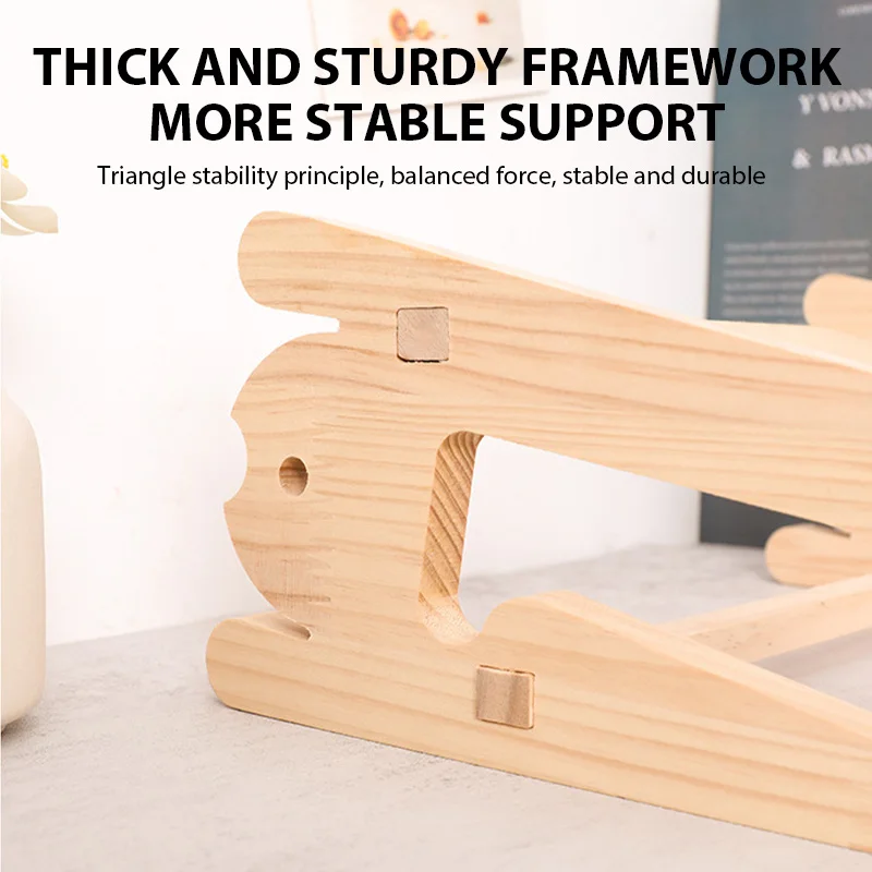 Nuovo supporto per notebook in legno Supporto per laptop pieghevole portatile Liscio facile da installare per accessori MacBook Air Pro - immagine 6