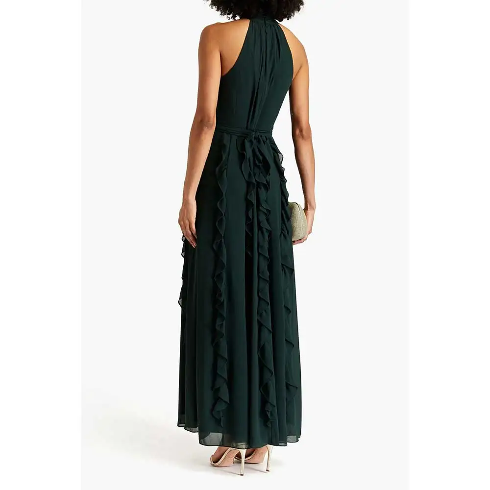 YUNLAN Luxury Dubai Purple Sleeveless Halter Neck Cocktail Ball Evening Dress Women Wedding Formal Guest Party Dress