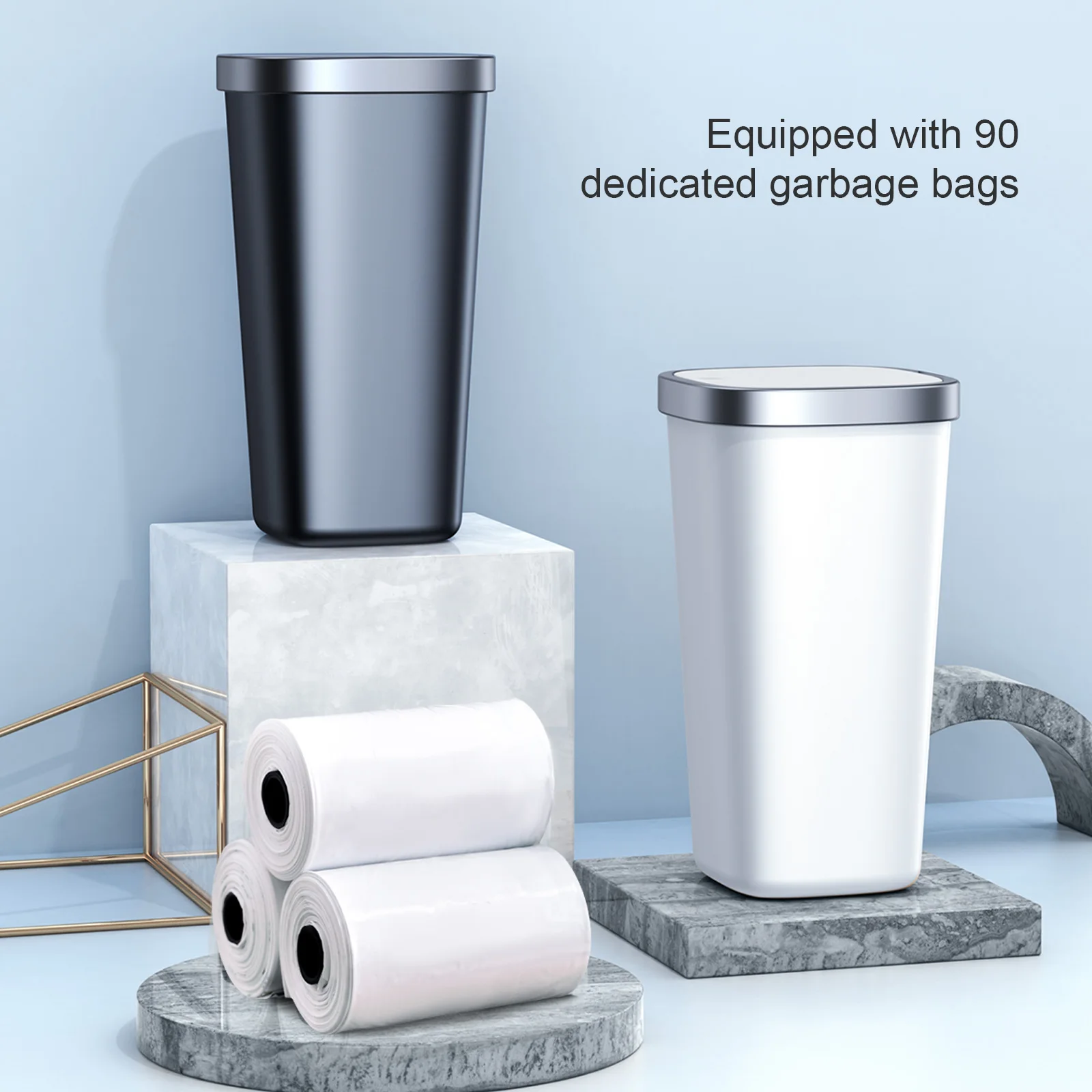 800ML Push Type Car Trash Can With Lid Auto Organizer Storage Garbage Bin Ashtray Dust Case with Free 90pcs Trash Bags