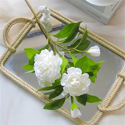 Elegant Camellia Silk Flower Arrangement for Home and Event Decor (58cm) (White)