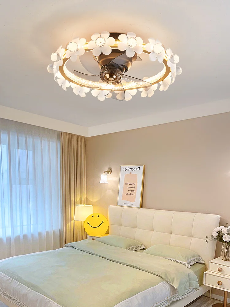 

Light luxury fan light, crystal crown light, Nordic style creative bedroom ceiling light, Zhongshan lighting fixture