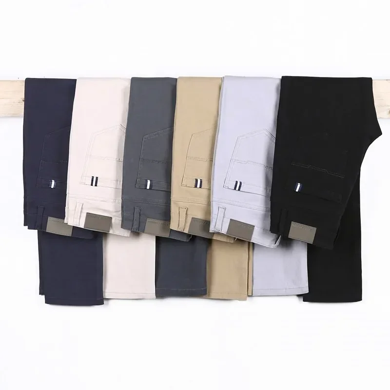 6 Colors New Men's Stretch Cotton Slim Casual Pants Classic Business Fashion Elastic Comfortable Trousers Male Clothes 4