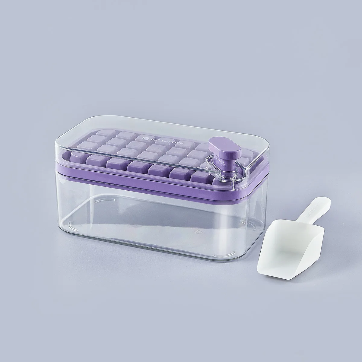 Ice Cube Tray One-Click Fall Off Easy-Release 32 Cavity Silicone Ice Mold  For Cocktail Ice Cube Maker With Storage Box Ice Tray