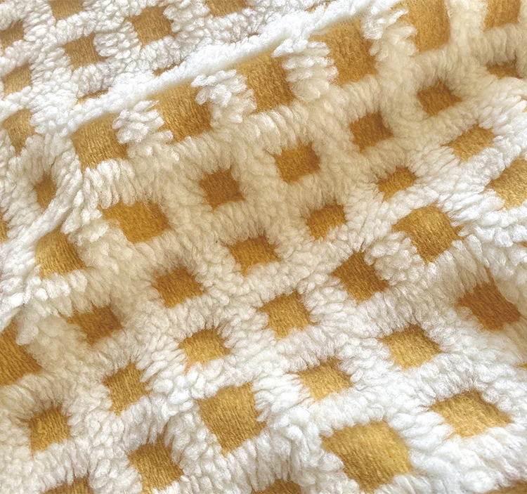 

Шерстяное жаккардовое плюшевое пальто из ягненка, вогнутая и выпуклая клетка «сделай сам», модное плюшевое пальто из искусственного меха для пэчворка