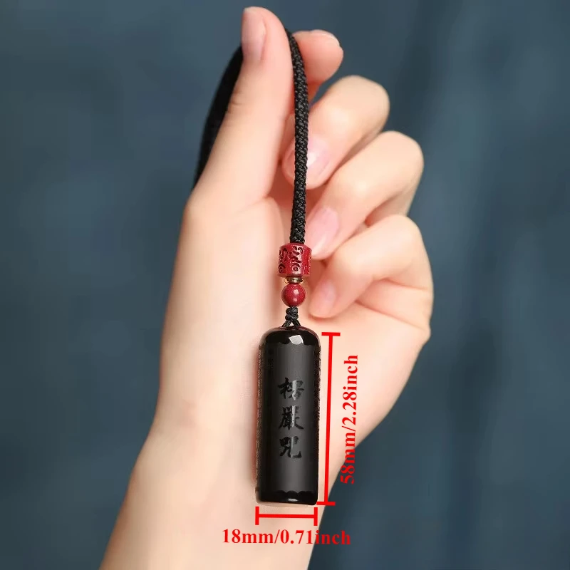Pendant Necklace Obsidian Shurangama Mantra Pendant Year Rabbit Heart Sutra Necklace Adjustable Length Perfect Birthday Gift Friends Loved Ones