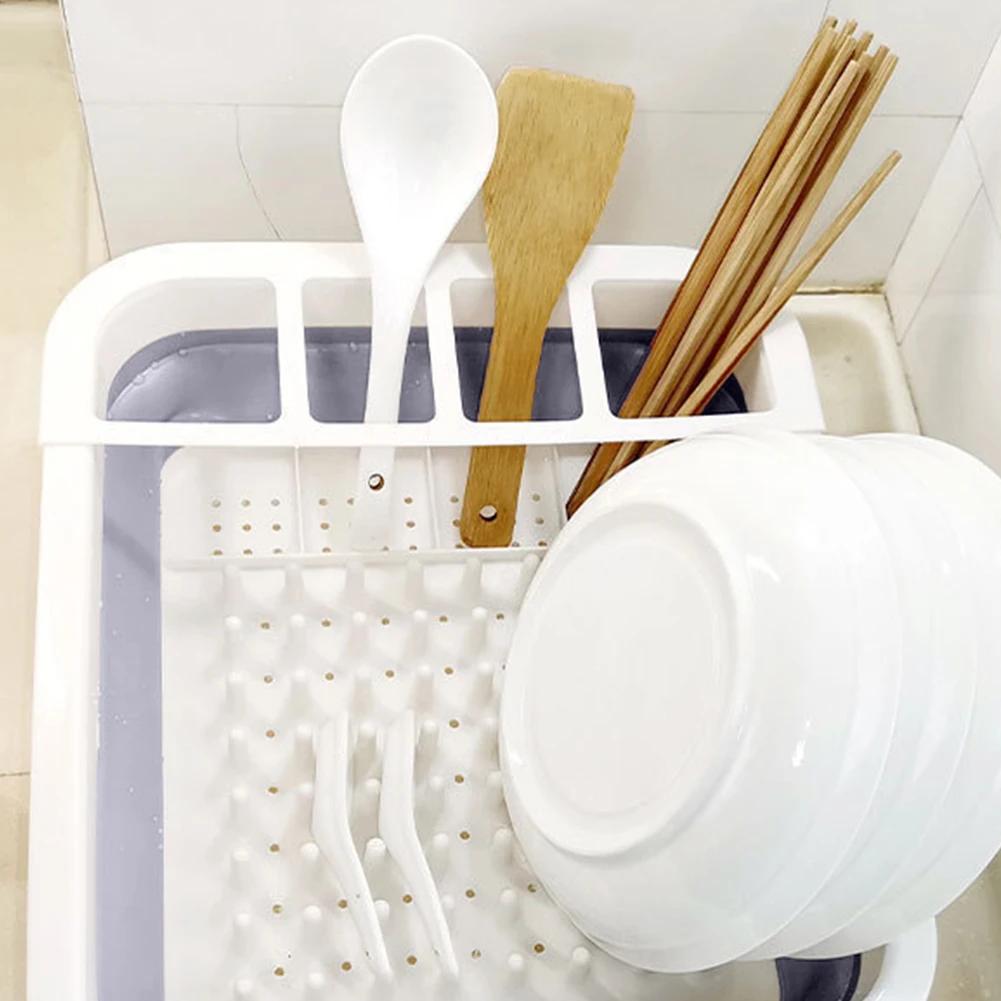 Foldable Dish Drying Rack Folding Household Storage Holder Portable Bowl Tableware Lid Drain Rack Kitchen Accessories Organizer