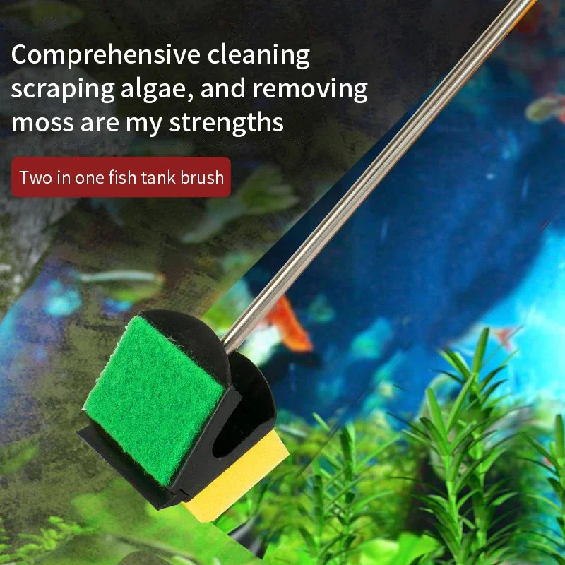 Fish Tank Cleaning Brush Long Handle Double-sided Aquarium Cleaning Tool