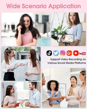 Mini Wireless Lavalier Microphone for iPhone 16/15/14 Android, Pink Lapel Mic with Noise Reduction, 12H Battery, 65ft Range 5