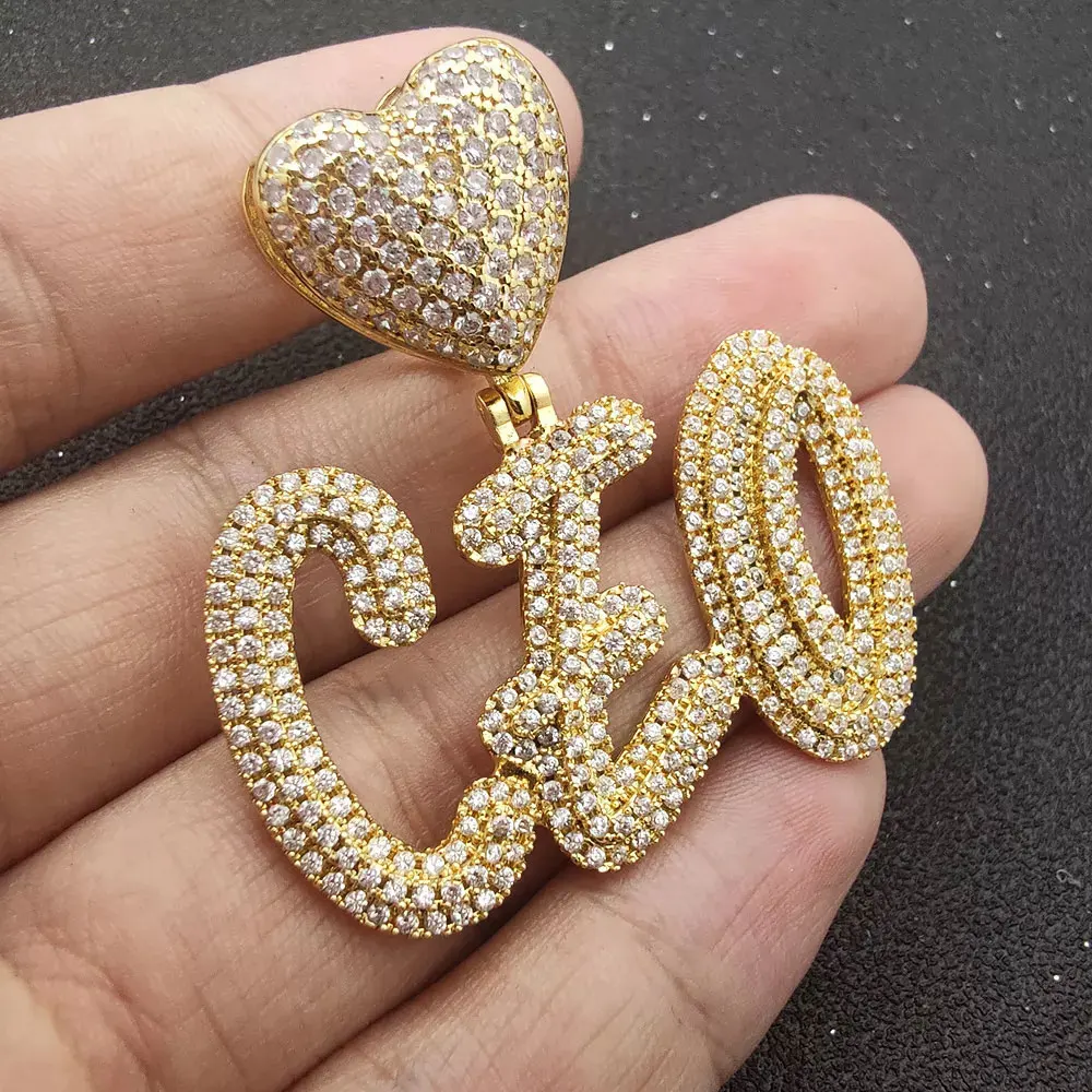 Hip Hop Custom Letter Splicing Pendant Gold Plating Zircon Full Diamond Necklace Jewelry Chain for Men