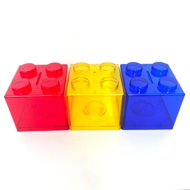 4 Pcs Clear Plastic Building Blocks Money Boxes Coin Savings Jars Children's Toys Gifts plastic savings jars