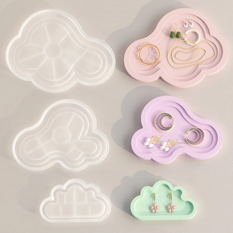 

Storage Tray Plaster Silicone Mold DIY Jewelry Display Plate Epoxy Resin Mould Irregular Cloud Cement Dish Making