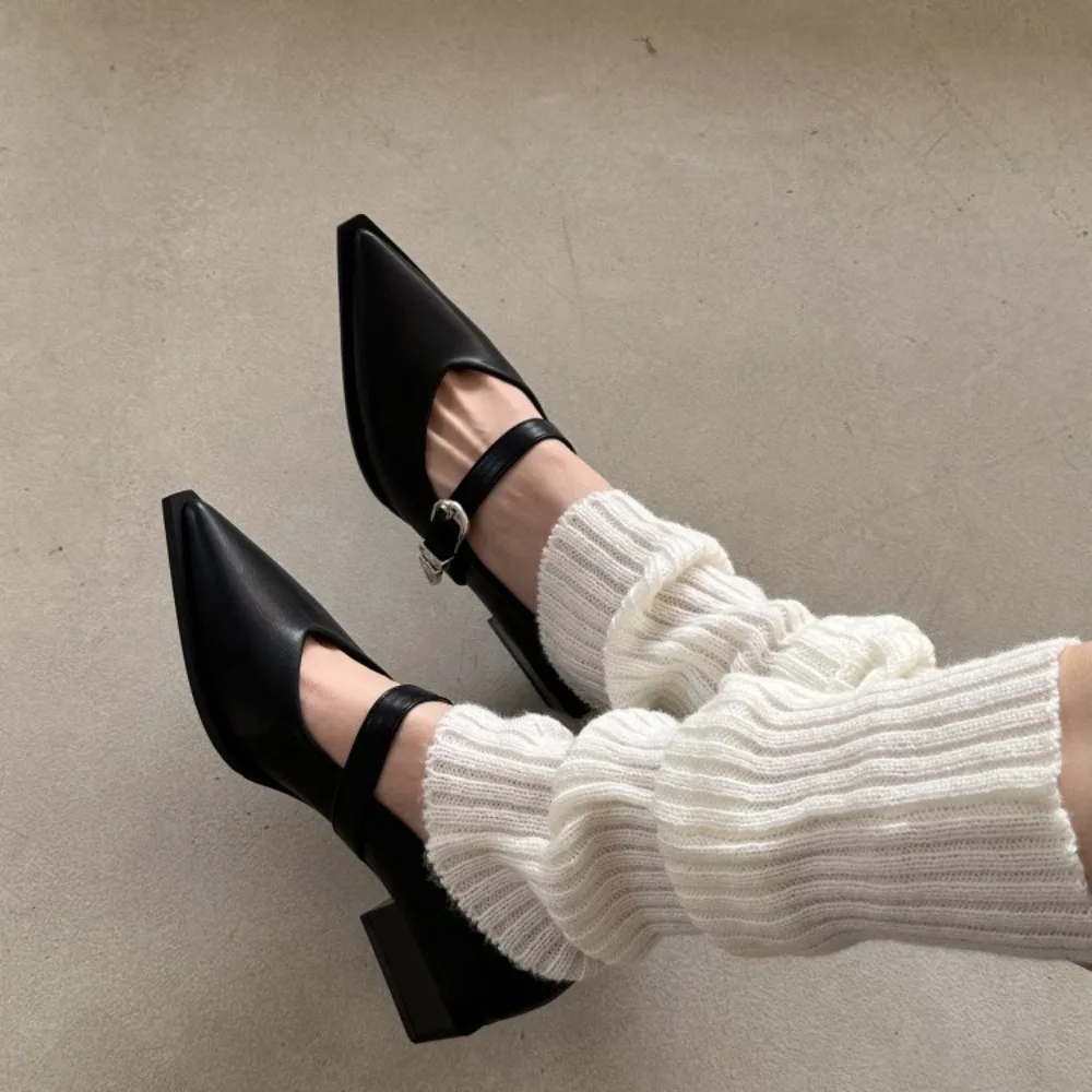 Pointed Toe Women Loafers Black Brown White Casual Mules Shoes Belt Buckle Shallow Slip on Low Flat Heeled Party Pumps Size 40 3
