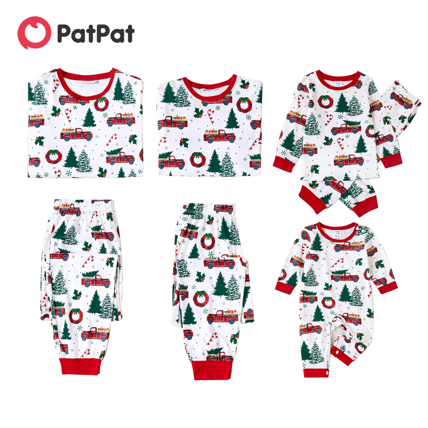 thumbnail image 2 of Conjuntos de pijamas familiares a juego de Navidad PatPat Conjuntos de pijamas familiares de manga larga con estampado de árboles de Navidad y autos (resistentes al fuego), 2 of 5