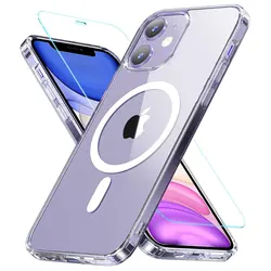 Shockproof Magnetic Protective Phone Case with Screen Protector Glass for 14 Pro Max (Case and Glass)