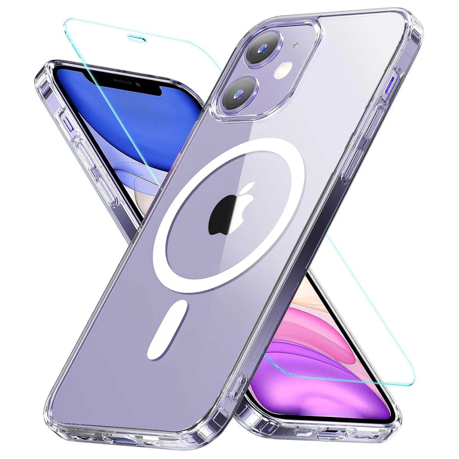 Shockproof Magnetic Case for iPhone 11 12 13 14 15 Pro Max Mini iPhone X Xs XR Protective Phone Case With Screen Protector Glass