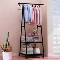 Simple Clothes Hanger, Hat Rack, Floor Mounted Clothes Rack, Triangular Folding Bedroom, Household, Indoor Hanging Bag, Clothes 2