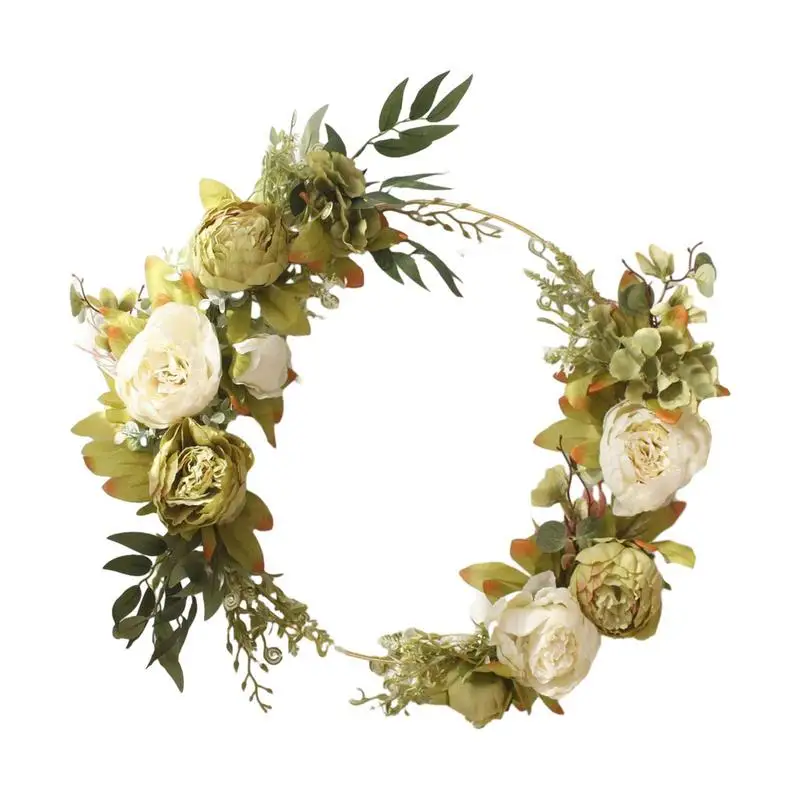 

Peony Wreaths For Front Door Artificial Flower Wreath For Door Wall Wedding Background Home Hello Wreath Outdoor Flower Decor