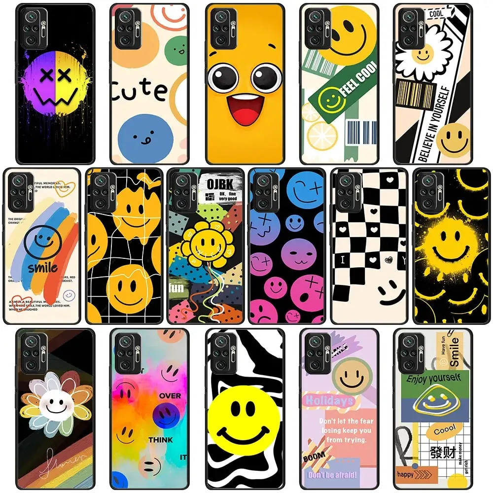 Kt-64 Happy Face Smile Label Custodia In Silicone Per Samsung S10 S10E S20 S21 Fe A6 A8 Ultra Lite Plu