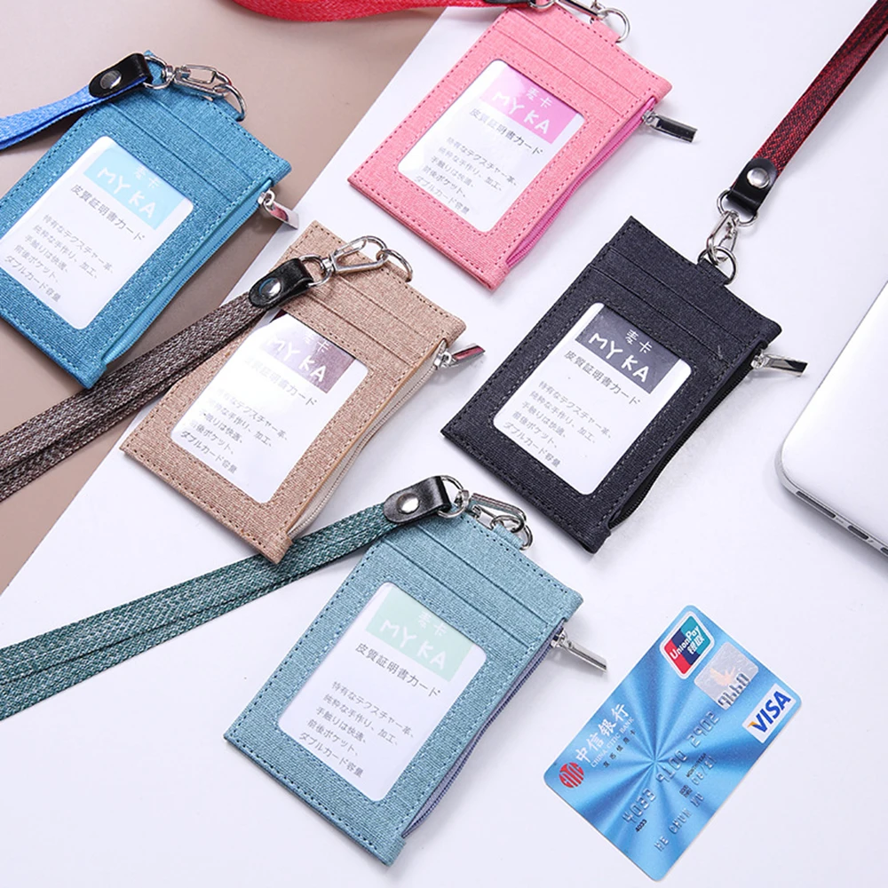 

Cowboy Leather Slim Wallet Business ID Badge Case Lanyard Credit Card Holder Card Holder With Neck Strap