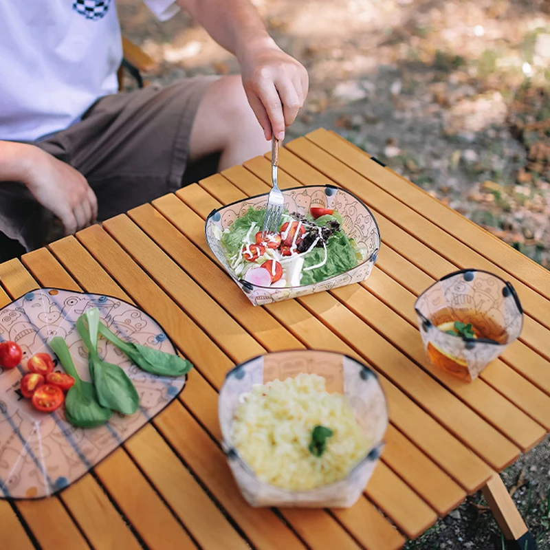 Folding Camping Tableware Outdoor Portable Folding Lightweight Bowl Dinner Plate Water Cup Multi-purpose Camping Tableware