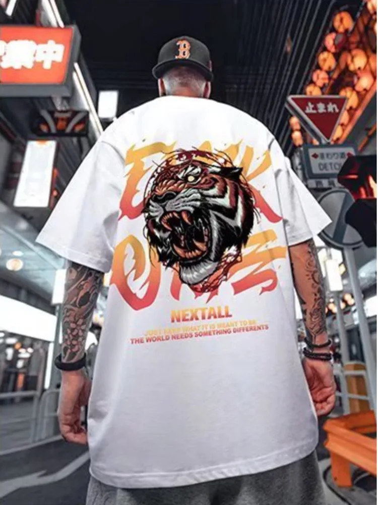 

New Summer Casual Loose T-shirt Short Sleeved Men's Fashion Loose Printing 8XL Large Hip Hop Couple Wear Half Sleeve Cotton Top