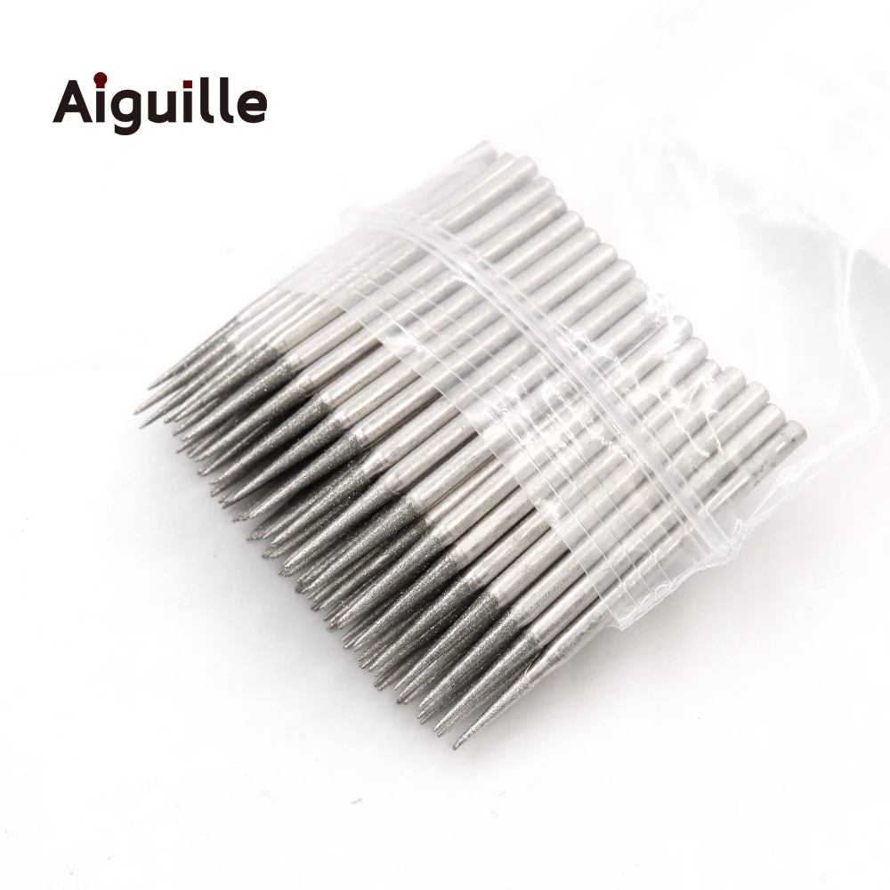 100pcs Shank 2.35mm 120# Diamond Grinding Burr 0.5-4mm Teeth Grinding Bits Small Drilling Bits Drills Tip for Diamond