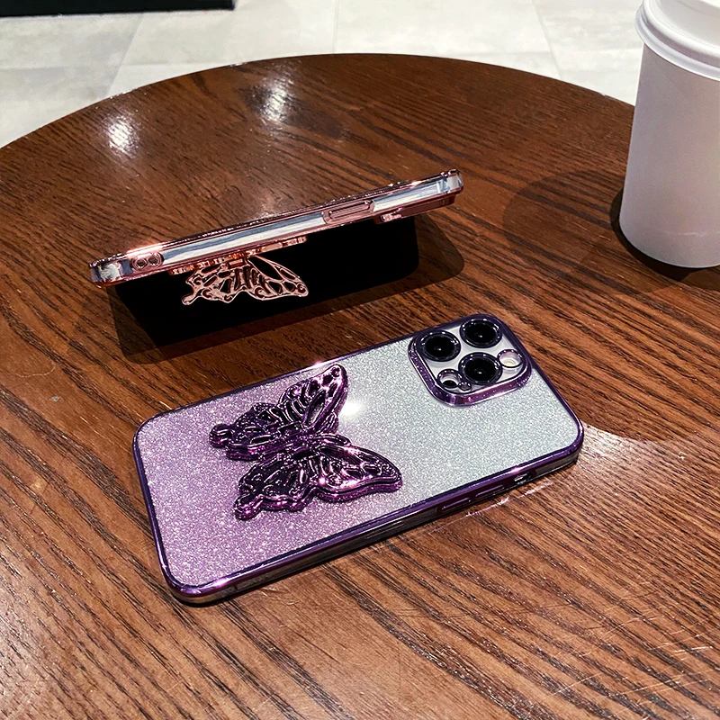 Butterfly Bracket Crystal Bracelet Phone Holder Case