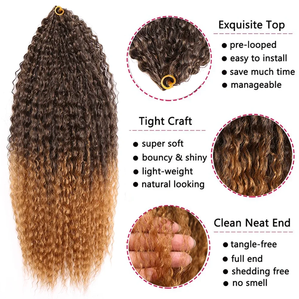 20 Inch Synthetic Brazilian Braids Crocet Hair Soft Ombre Marly Hair Extensions Yaki Kinky Curly Crochet Hair for Black Women