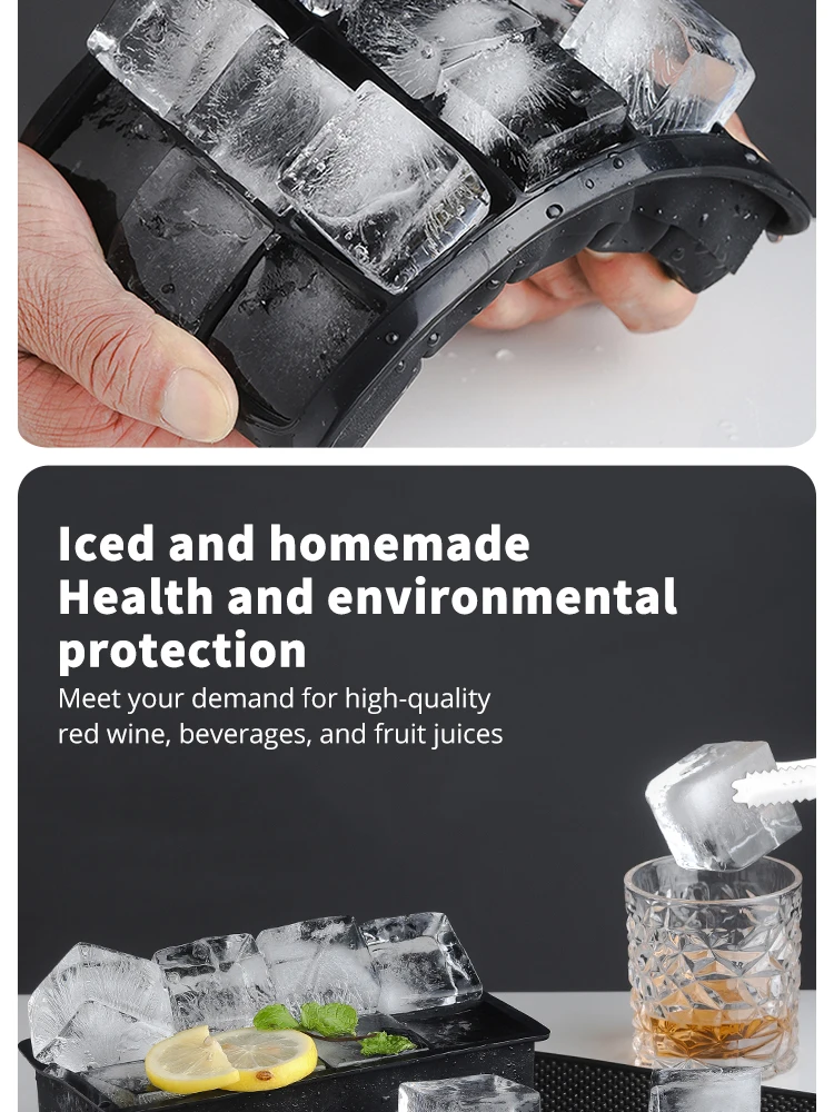 Description Picture 3 of item15 Square Ice Cube Molds With Silicone Easy Release Ice Cream Homemade Summer Beverage Cooling Kitchen And Bar Tools
