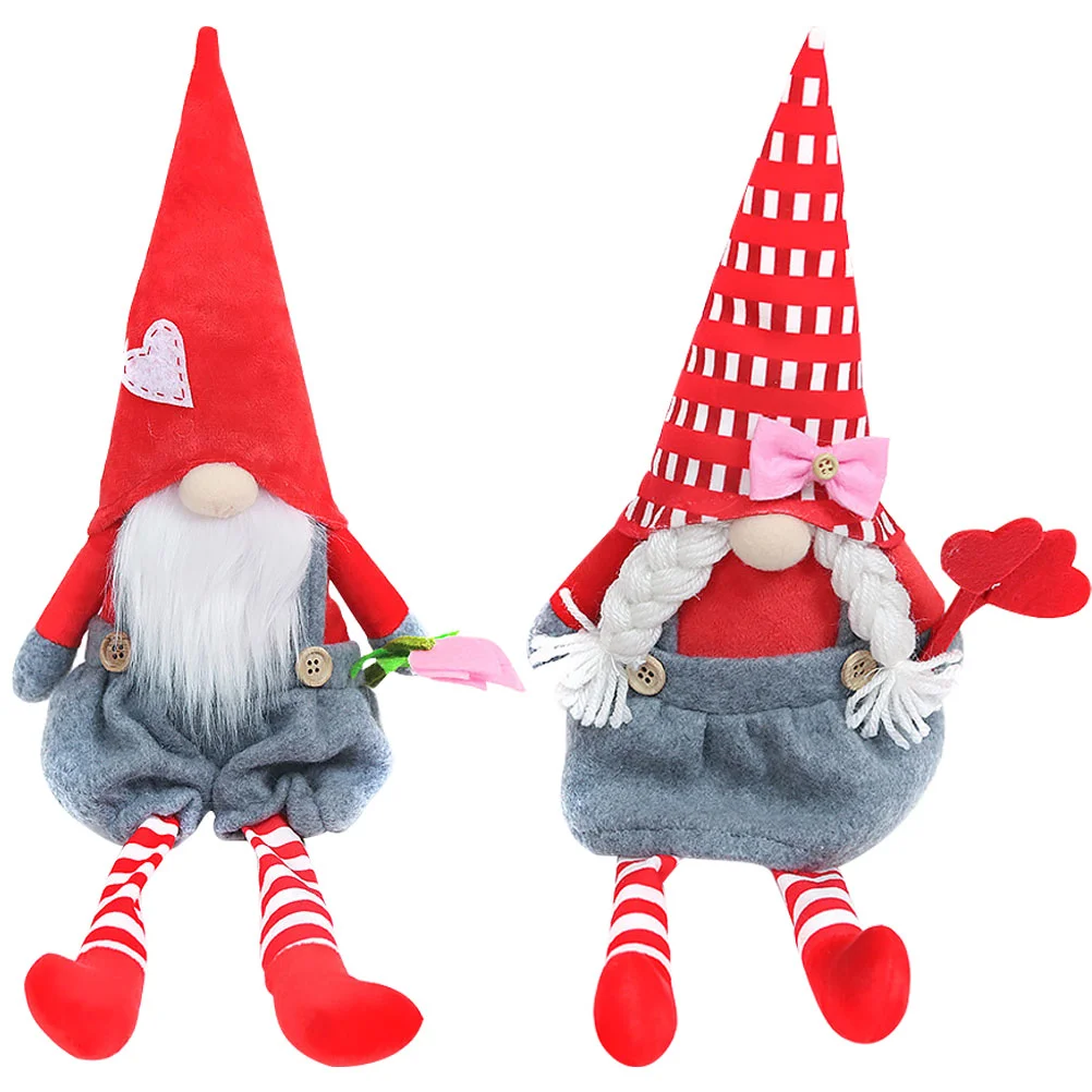 

2pcs Adorable Valentine's Day Gnome Valentines Gnome Ornament Valentines Scene Adornment