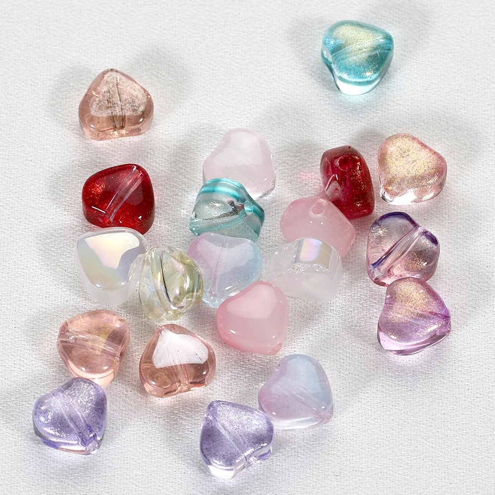 20pcs AB Color Heart Beads 6mm Red Czech Glass Loose Spacer Beads DIY Earrings Necklace Jewelry Making Hairpin Accessories