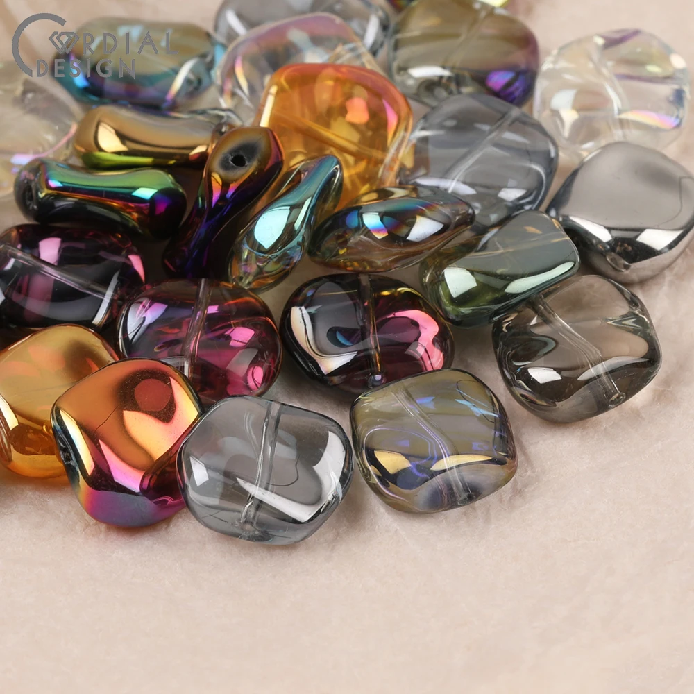 Cordial Design 17*18MM 100pcs Hand Made/DIY Glass Bead/Aurora Effect/Irregular Shape/Jewelry Findings & Components/Beads Making - cordial