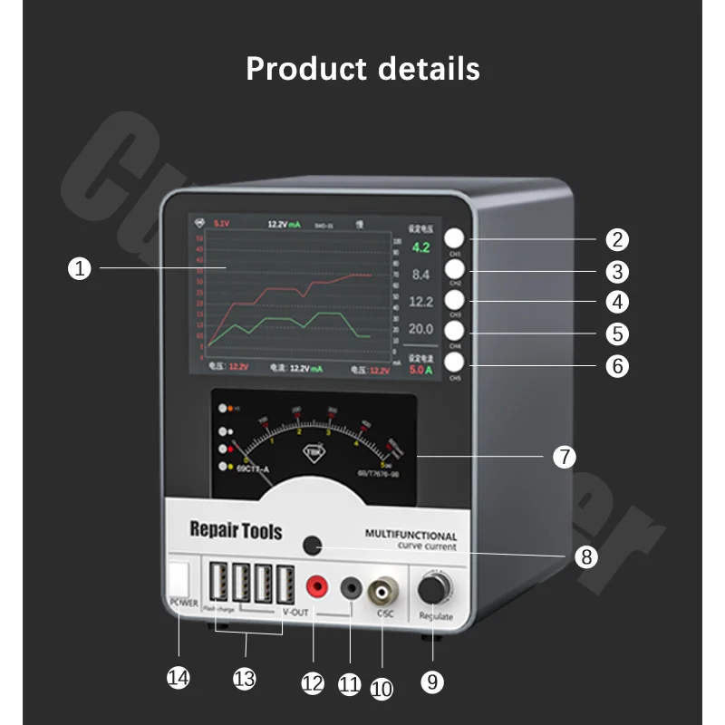 LY-TBK 217 150W Curved DC Regulated Power Supply Multiple Ports Charging 30V 5A Current Voltage Hyperbola Constant Voltage