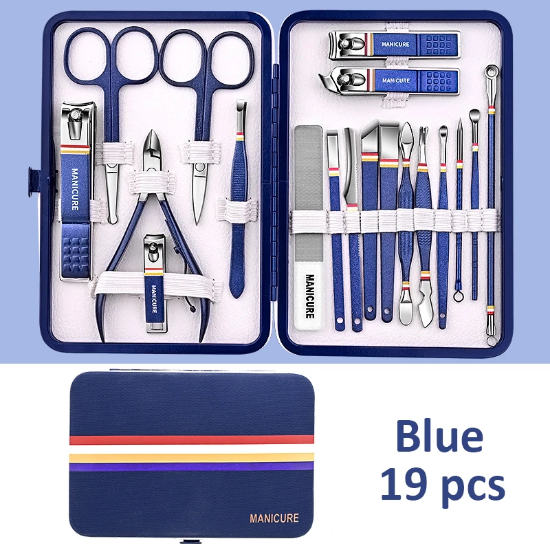 Ensemble de coupe-ongles en acier inoxydable, accessoires de manucure, ciseaux, outil de beauté et de maquillage, de haute qualité, 9-19 pièces, nouveauté 2023 11