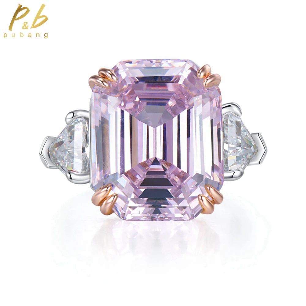 

PuBang Fine Jewelry 925 Sterling Silver Pink/Yellow Sapphire Created Moissanit Luxury Diamond Ring for Women Gifts Drop Shipping