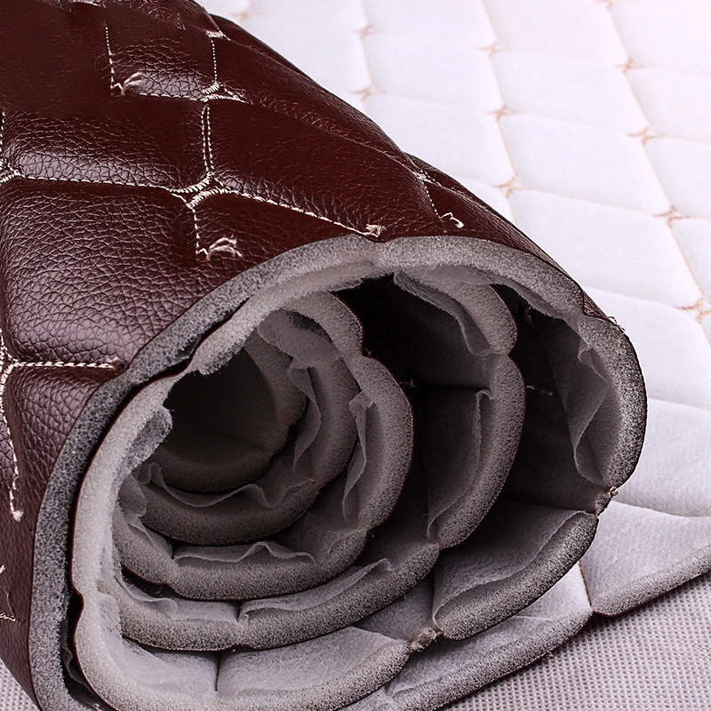 1m Imitation Leather Fabric Sponge Quilted Embroidered Car Interior Material Car Foot Pad Wall Sliding Door Decor PVC Fabrics faux leather fabric