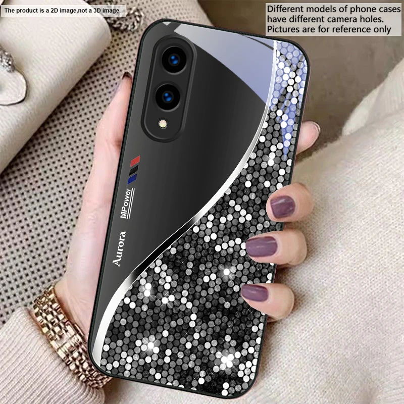 Sleek Silver Metal Curve Glass Phone Case