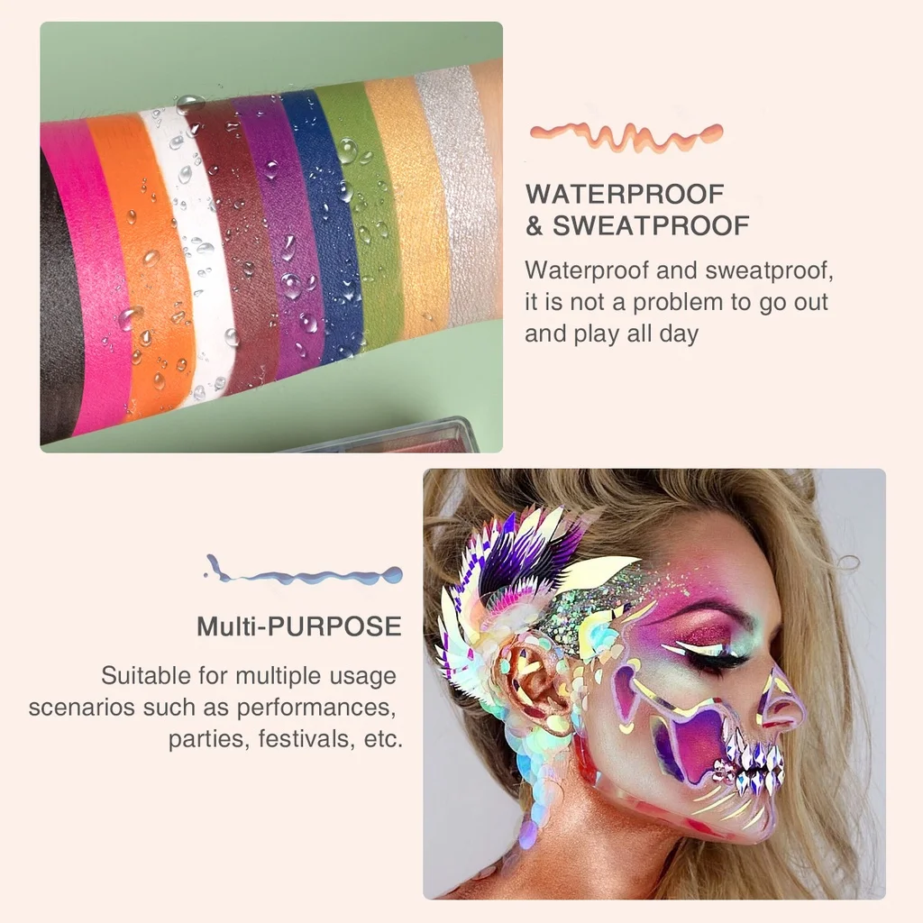 Imagi 16 Colors Face Paint Professional Abstract Palette For Kid Halloween/Art Party Fancy Makeup 6
