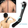 Men's Electric Back Hair Shaver 180 Degrees Foldable with Long Handle Battery Operated Manual Hair Remover for Personal Grooming