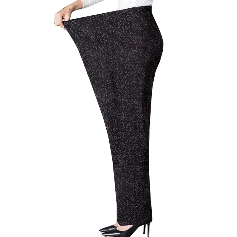 Pantaloni da donna di mezza età 9XL di dimensioni Extra Large nuovi pantaloni Casual elastici a vita alta autunnali pantaloni dritti femminili in velluto invernale 5