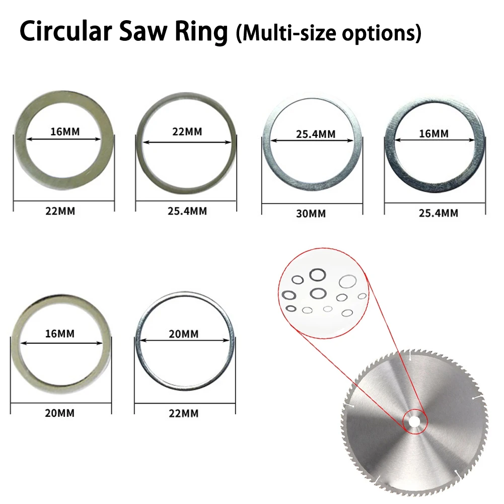 1Pc 10/16/20/22/25.4/30/32/35mm Circular Saw Blade Ring For Circular Saw Blade Conversion Ring Cutting Disc Woodworking Tools 6pc set 1 4 6 35mm hex shank hss drill bits screw thread imperial spiral hand plug wire tap drilling tapping cutting set