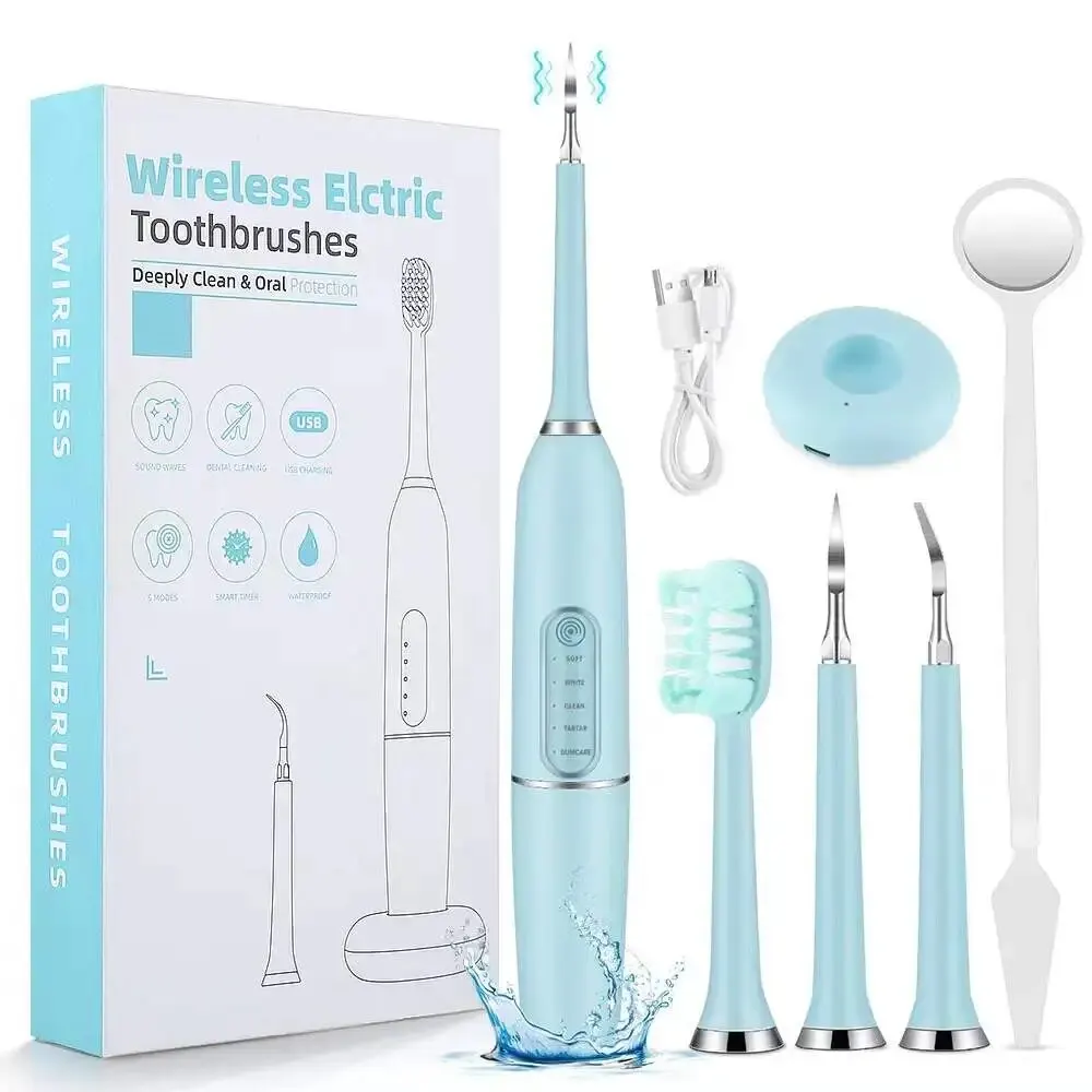 Electric Toothbrush 5 Gear Modes Wireless Plaque Dental Organic Teeth Whitening Kit Calculus Scaler Dental Mirror for Teeth