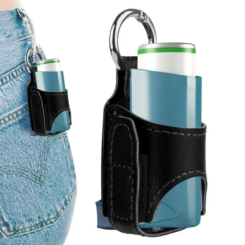 

Inhaler Carrying Case With Metal Buckle Holder And Case For Inhalers Handy Lightweight And Protective PU Leather For Hiking