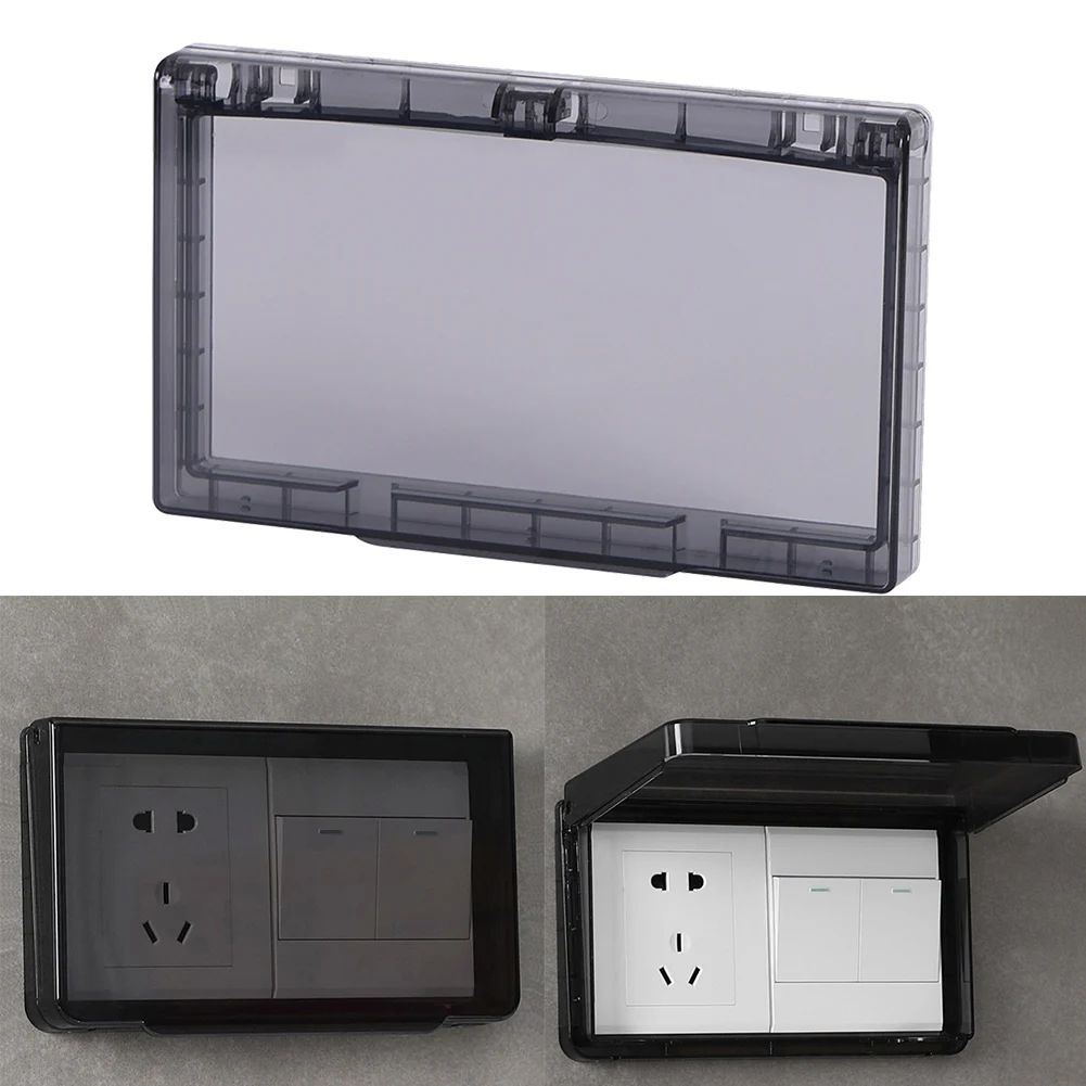

1PC 86 Type Double Socket Protector Electric Plug Cover Child Safety Box Waterproof Box Bathroom Supplies Plug Cover