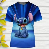 2024 Summer Disney Hot Sale Stitch 3d Print T Shirt Children Clothes Cartoons Kids T-shirts Casual Tops Tee 1-14 Years 1