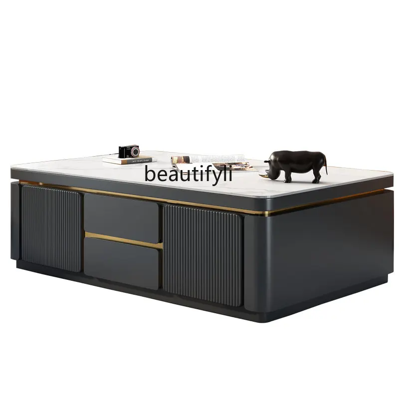 

Solid Wood Light Luxury Coffee Table Designer Model High Sense Living Room Home TV Cabinet Unit